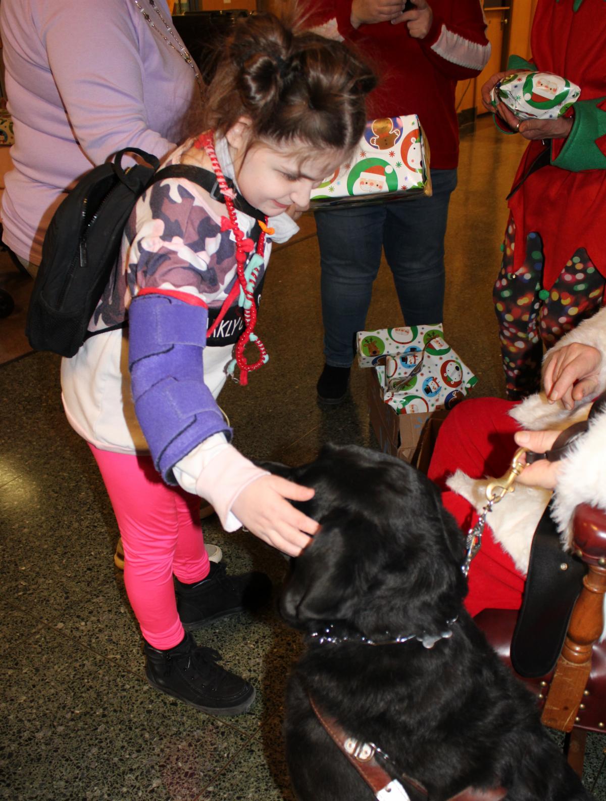 Students meeting Santa