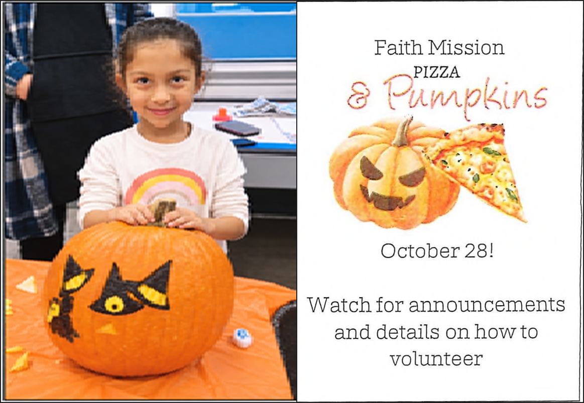 Faith Mission Pizza and Pumpkins, October 28; original supplied photo and properly proportioned pumpkin ad