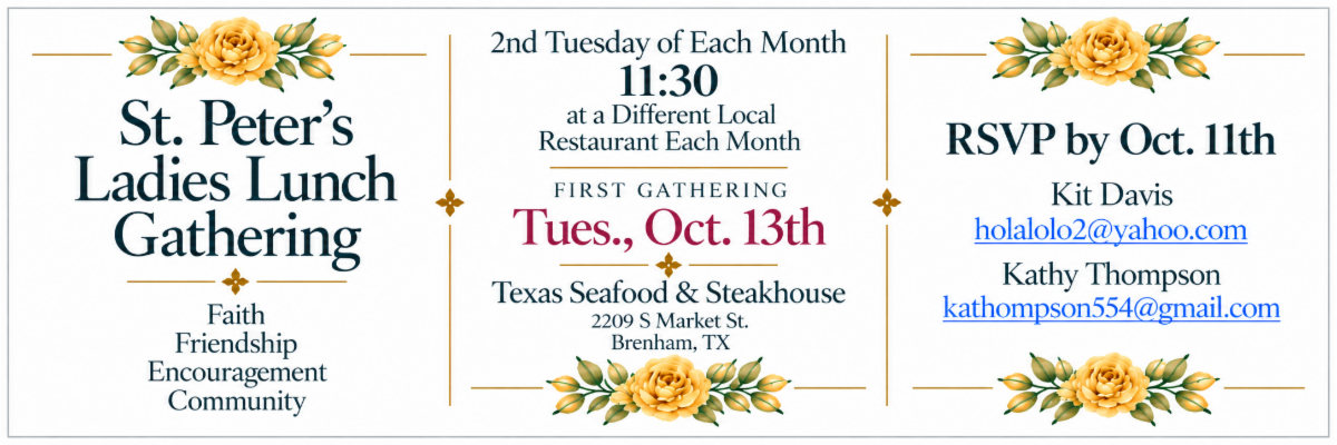 Ladies Lunch Gathering, Tuesday October 13 at 11:30 a.m.