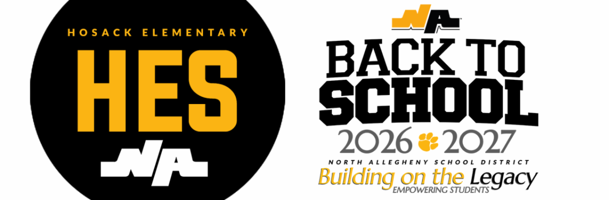 North Allegheny School District Back to School 2026-2027 graphic for Hosack Elementary. Includes the school logo and the district theme, "Building on the Legacy: Empowering Students."