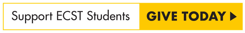 Support ECST Students. Give today. Yellow outline.