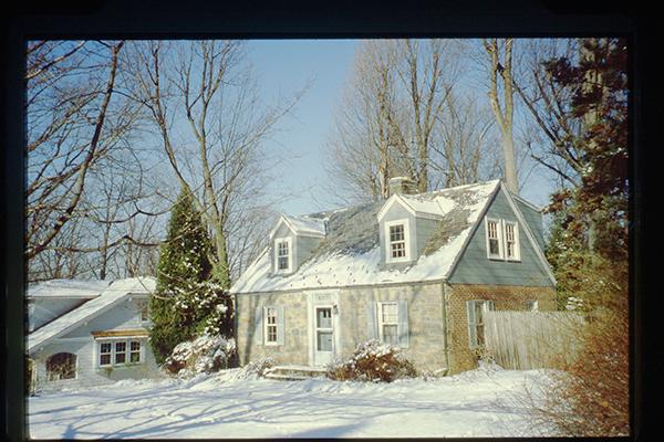 stone house in snow