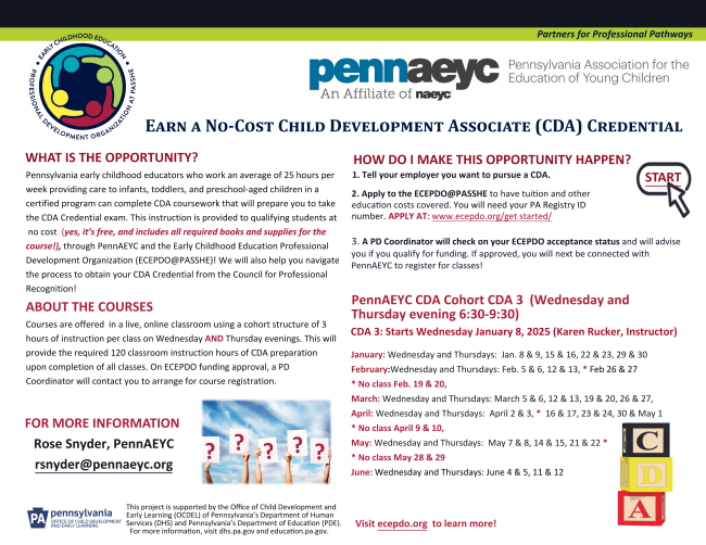 Reminder new child development associate cda classes in 2025