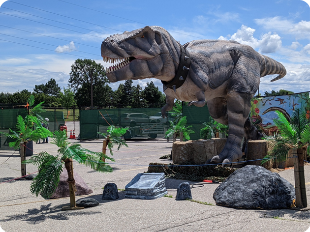 Image of dino park with a fake t-rex