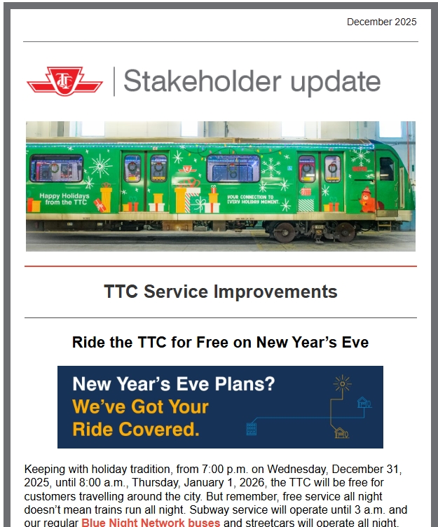 Screenshot of the December stakeholder update