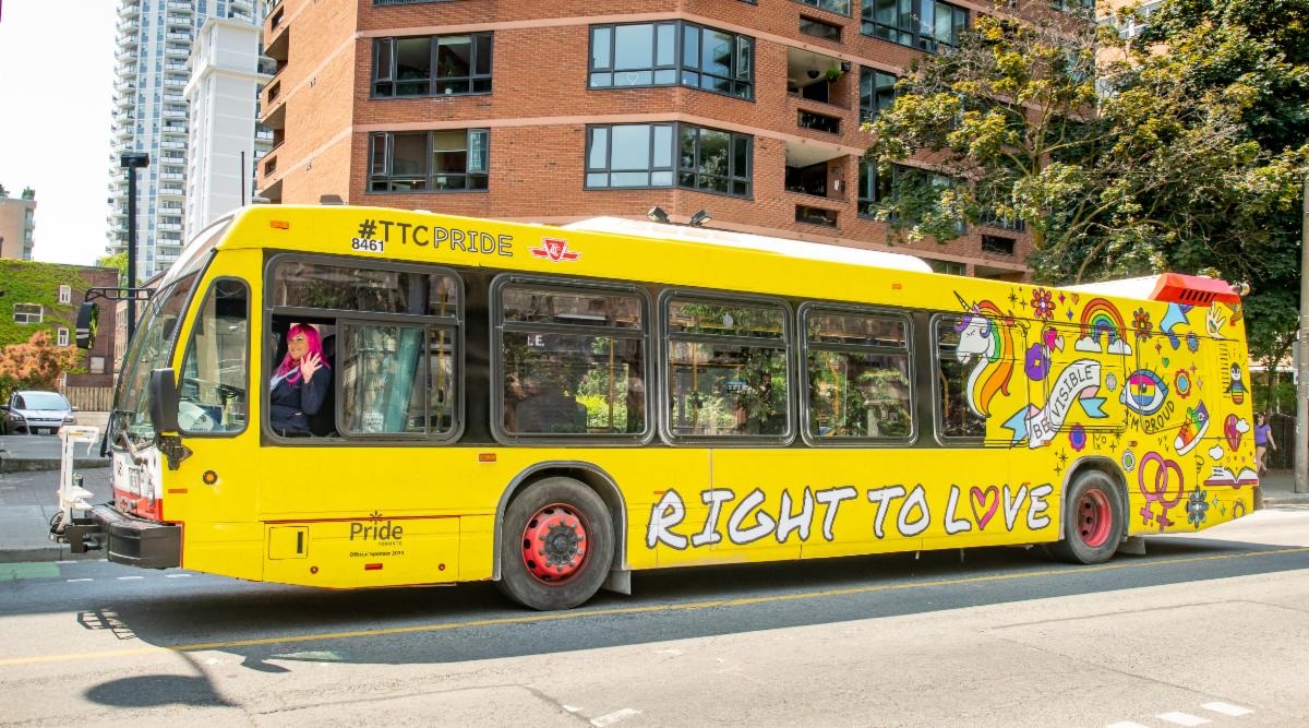 TTC bus with a pride decal #TTCPride