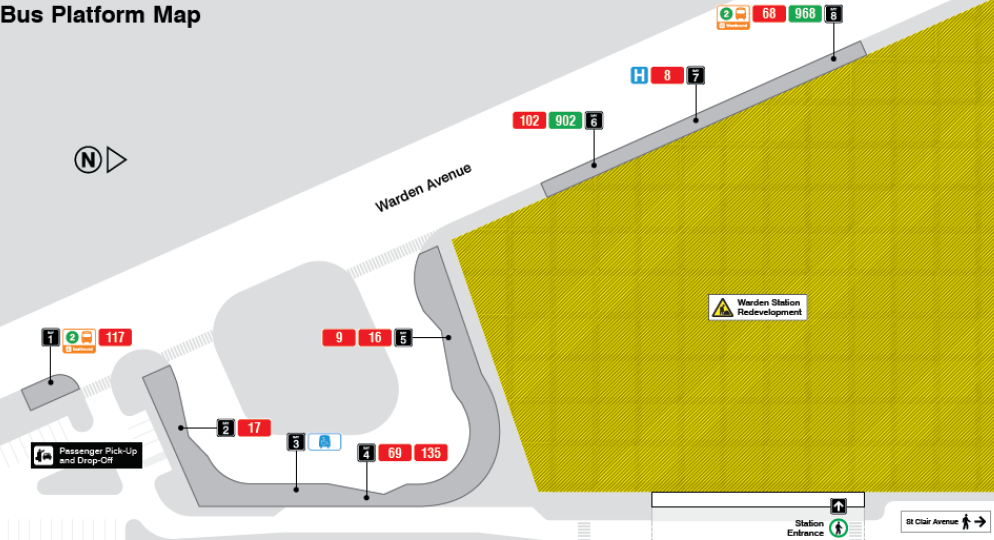 Map of the Warden Station bus platform