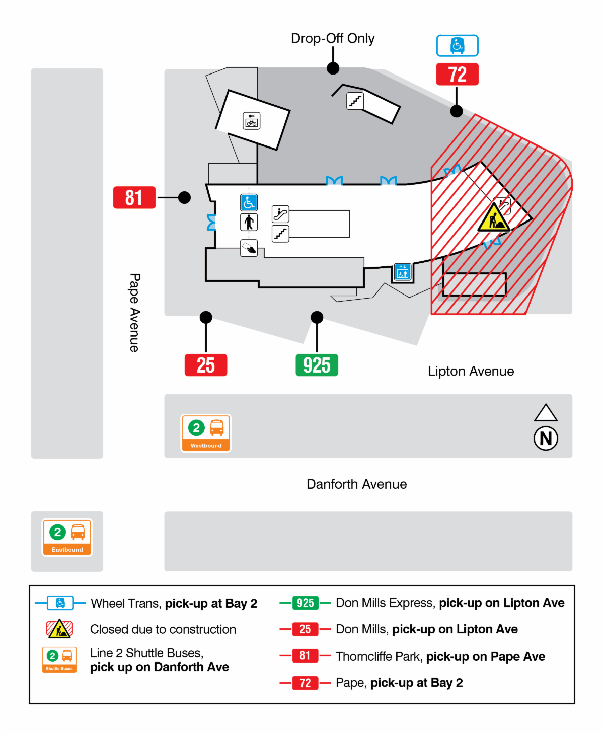 Map of the changes at the Pape Station bus terminal 