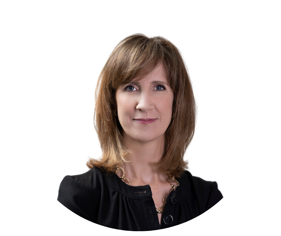 person with brown hair and black shirt against a white background