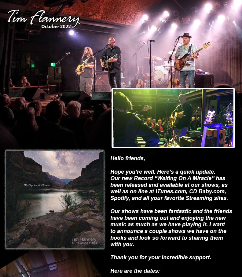 Tim Flannery New Studio Record Called Waiting On A Miracle 