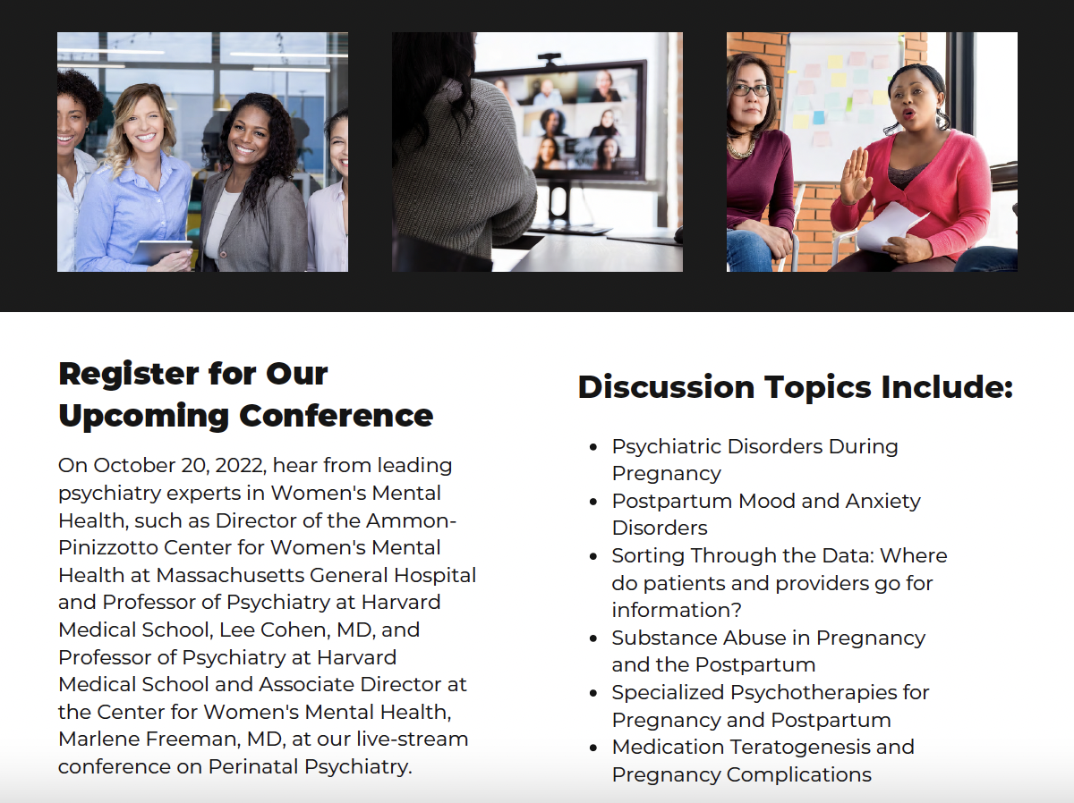 Join Via LiveStream Perinatal Psychiatry Virtual Conference