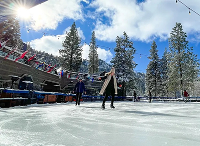 Ice skating at Everline Resort Lake Tahoe California