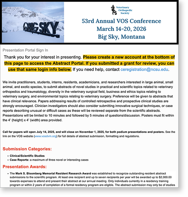 VOS 2025 abstract portal