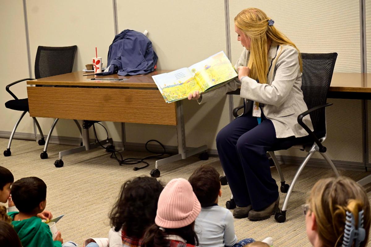 Ashton reading to kids at the FSC
