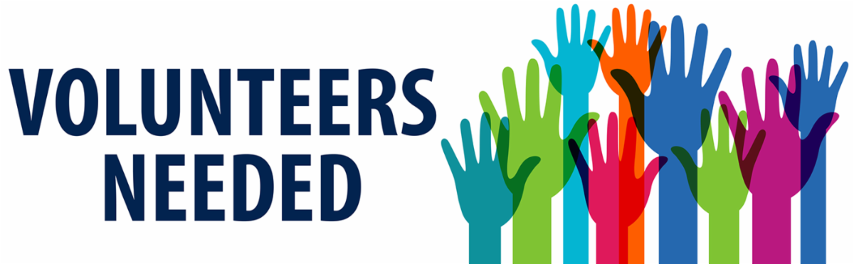 Volunteers Needed with colorful hands