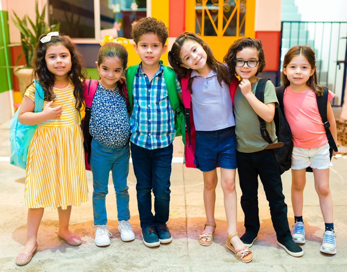 A group of kindergarten students