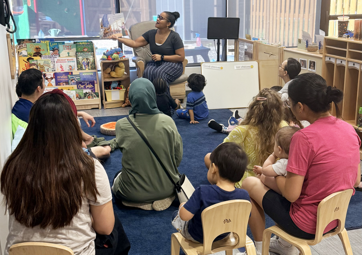 Parents and children attend a back to school program at the Family Support Center. 