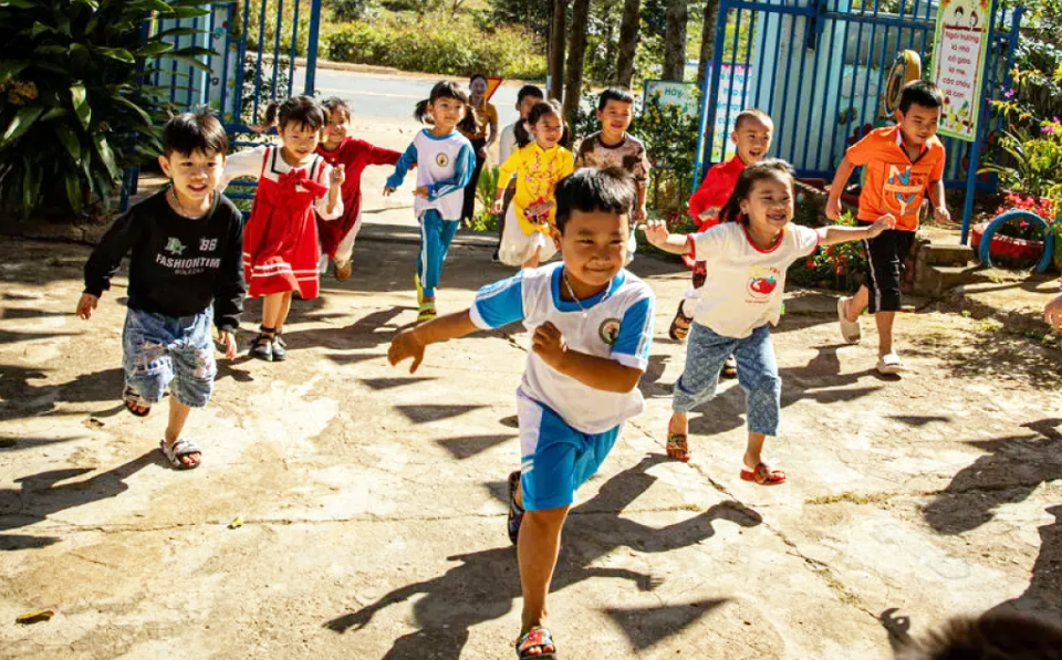 Children running at play
