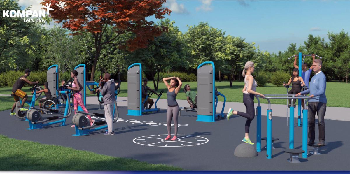An Age-Friendly Fitness lot will open n April at Centennial Park North. 