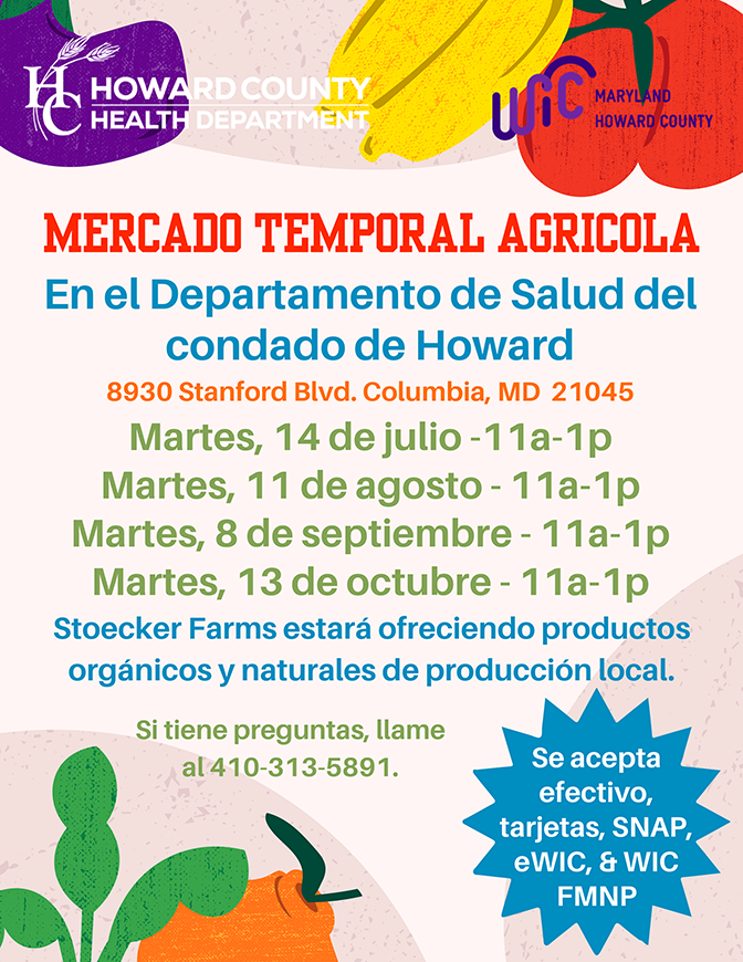 Pop-Up Farmers Markets at the Health Department - flier in Spanish