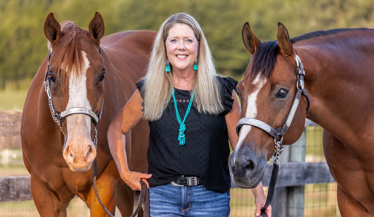 Amber Eash with two of her horses