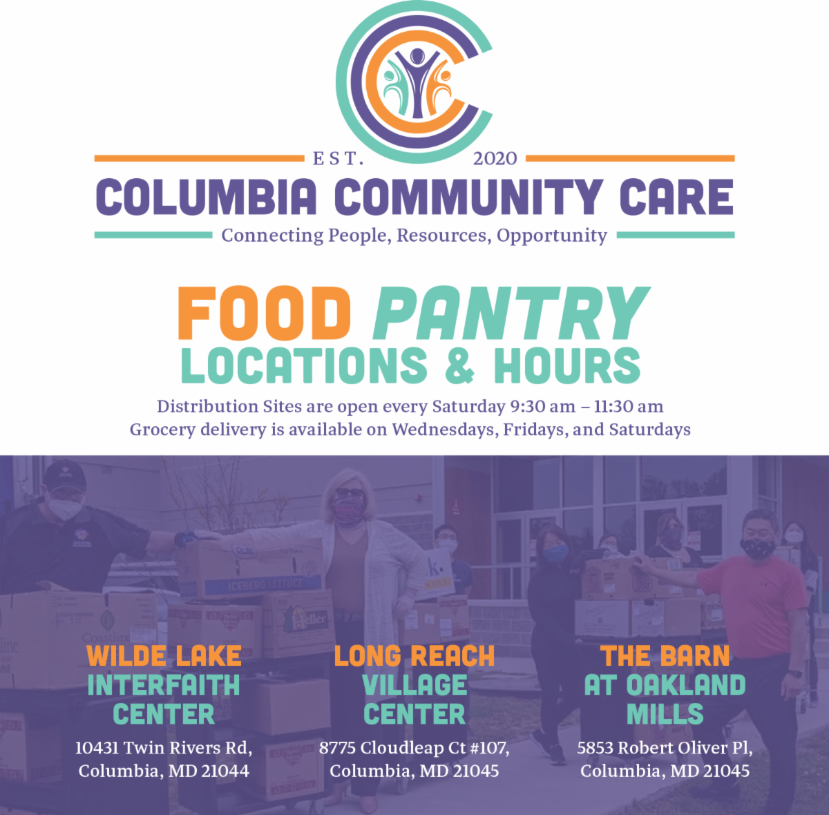 Columbia Community Care food pantry information