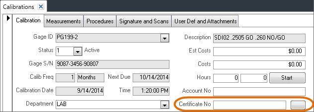 certificate number field