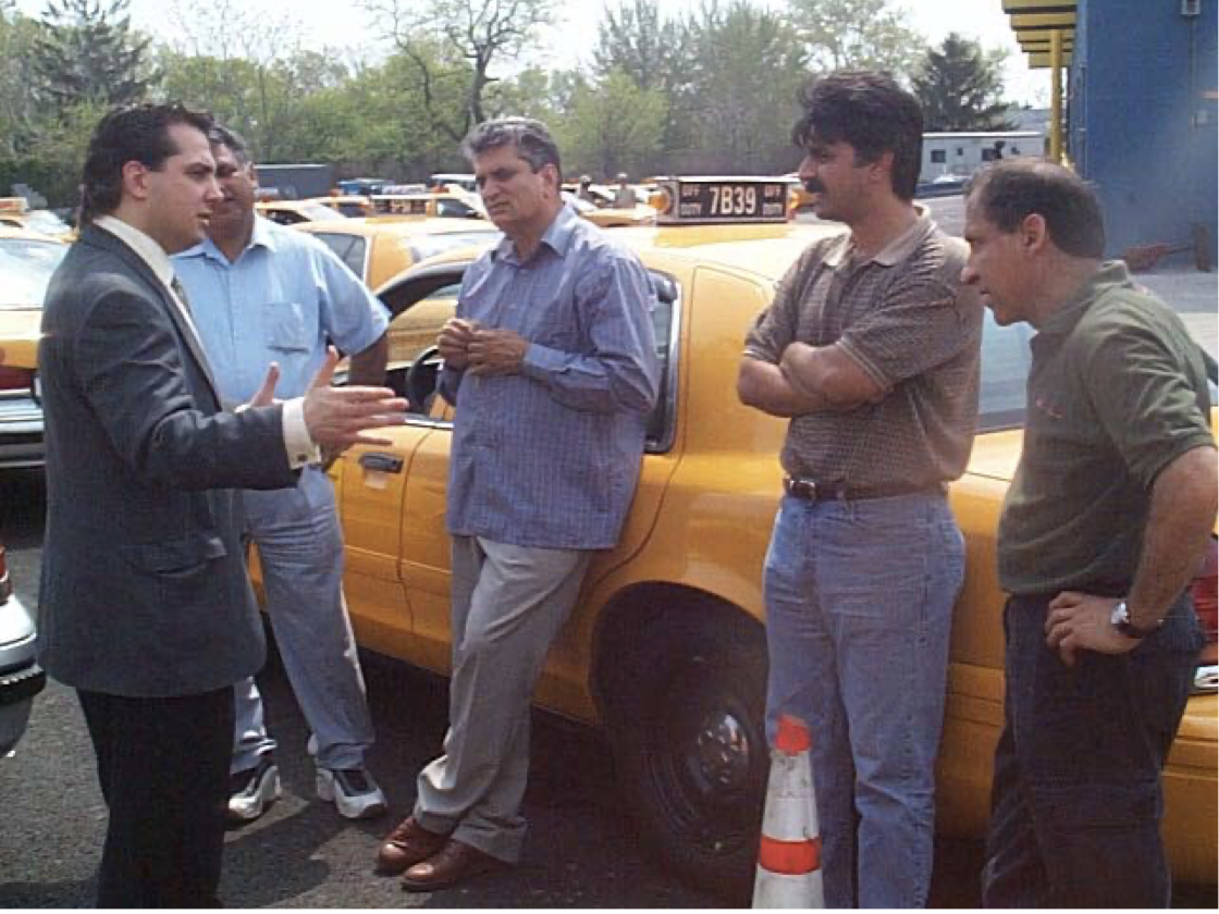 Matt Daus, as TLC Commissioner, with volunteer TLC drivers during Operation Free Transportation