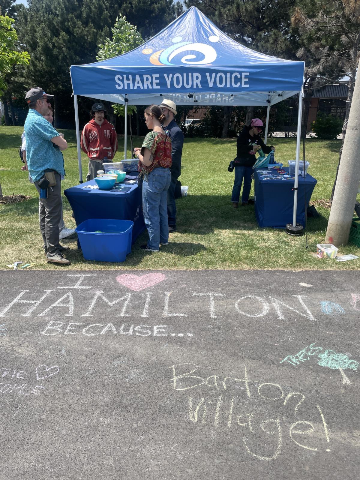 A photo of a City of Hamilton booth at Barton Village Festival