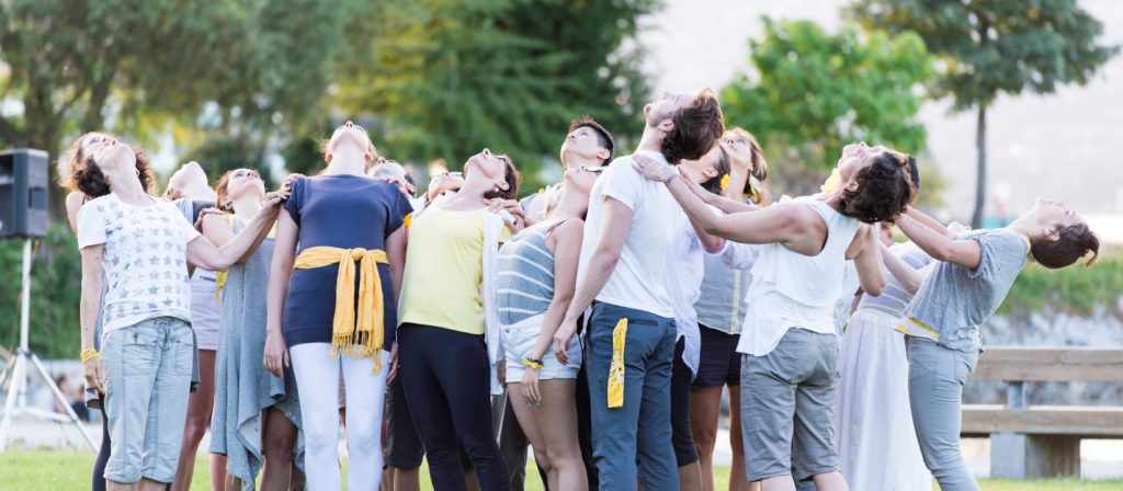 A group of people dancing at the Bay