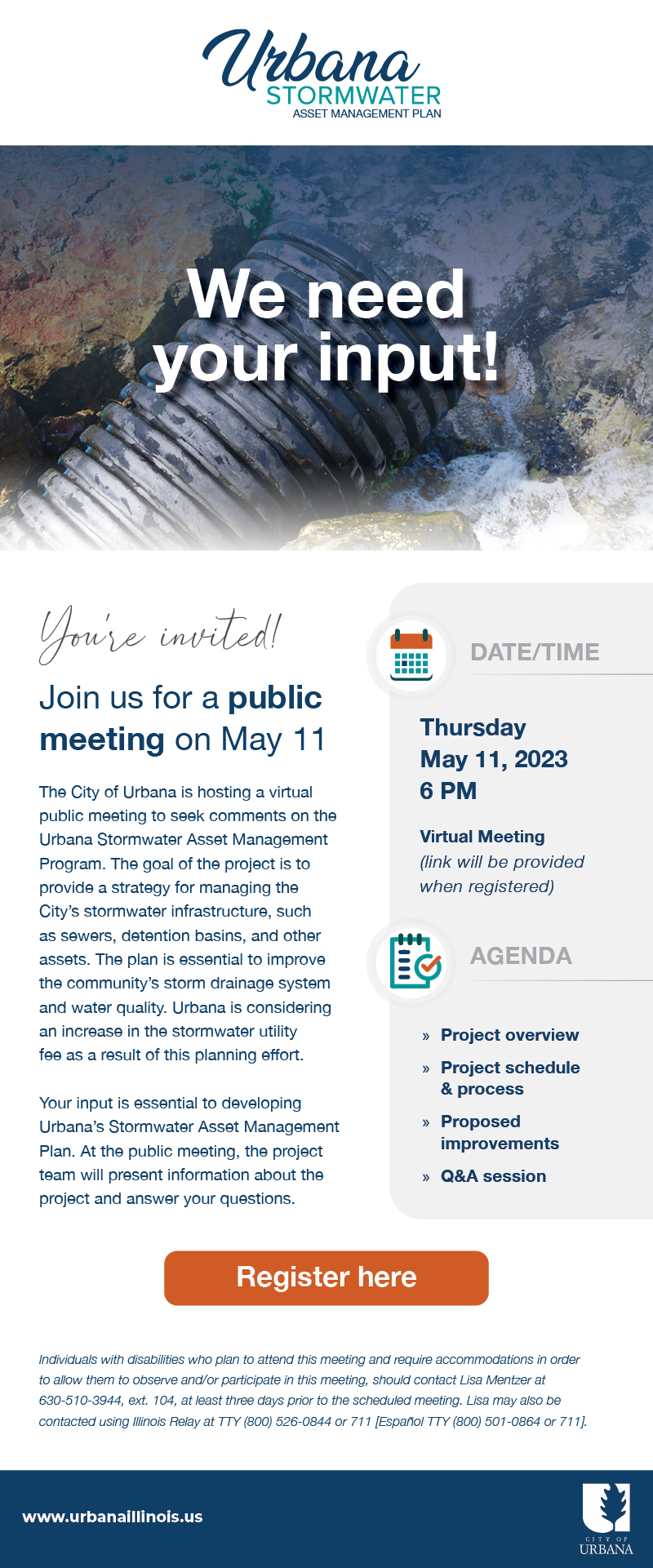 Reminder! You’re invited Urbana Stormwater Public Meeting