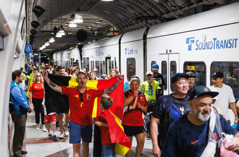Sound Transit Train With Passengers