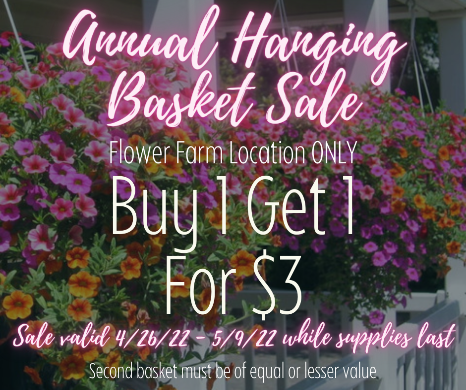 The Flower Farm basket sale starts TODAY!