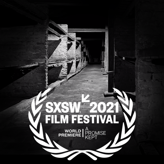 A photograph of a doorway leading to a dark tunnel. Overlaid onto the image is the logo for the SXSW 2021 Film Festival. Underneath it reads "World Premiere: A Promise Kept"