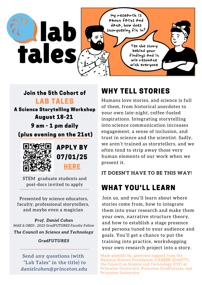 Flyer for Lab Tales Science communication workshop