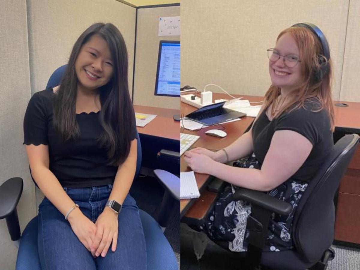 Half body shot of Jaclyn Fong and Sophia Kimber. They are smiling at the camera.