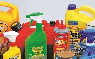 Photo of bottles of hazardous chemicals