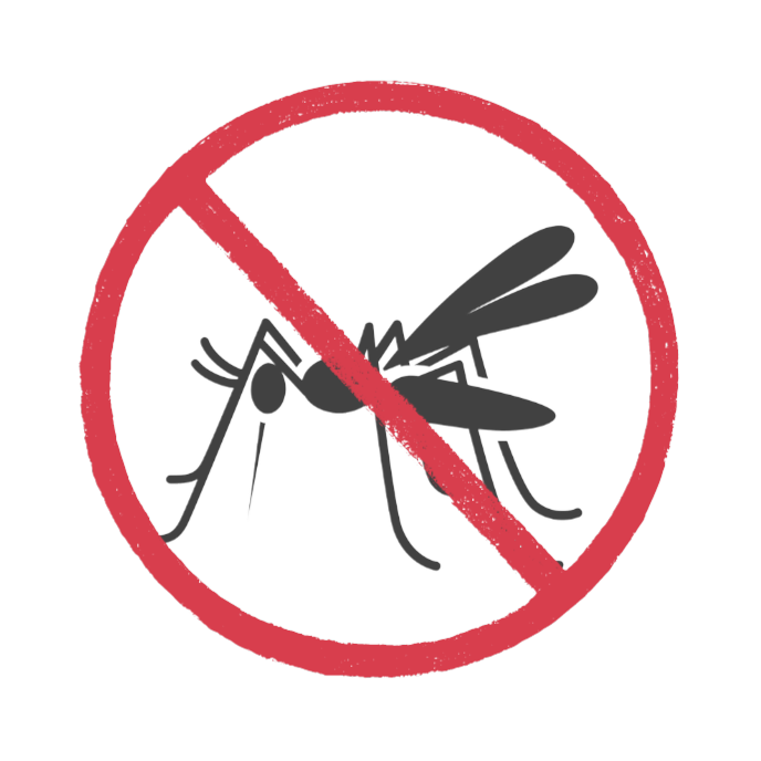 illustration of a mosquito with a red circle with a line through it