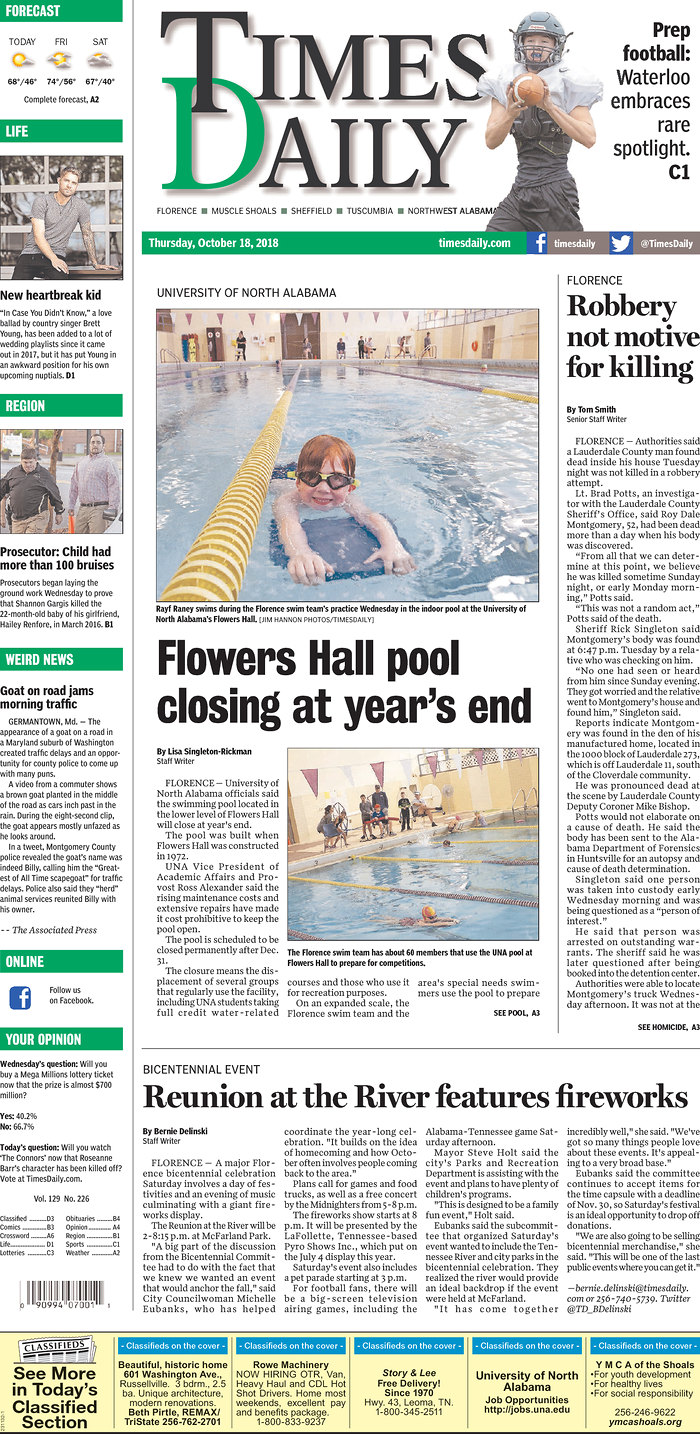 Daily News Digest October 18, 2018 Alabama Daily News