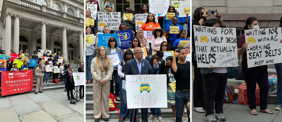 collage of photos from the busing rally