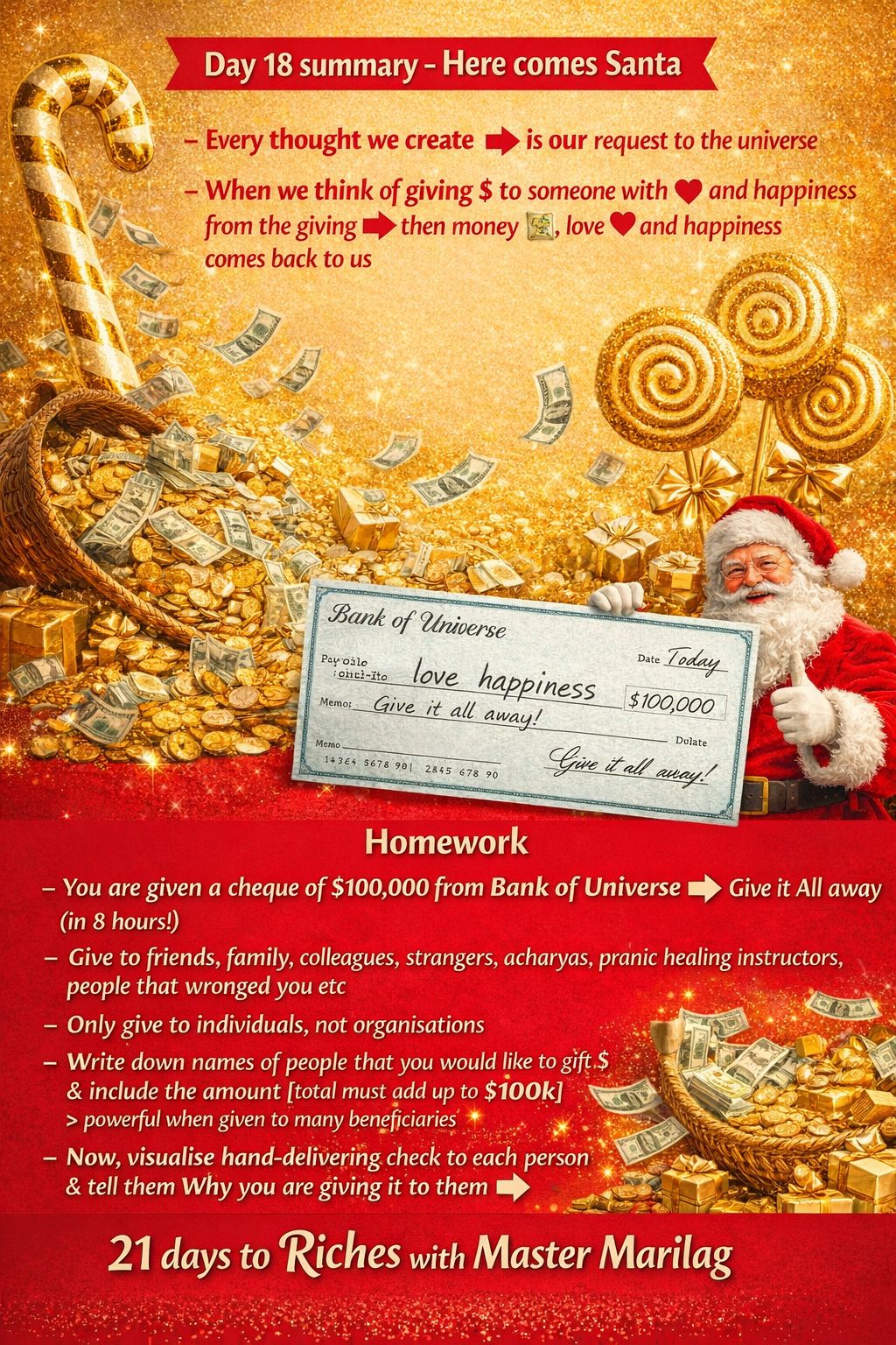 Day 18 $100,000 Check - 21 Days to Riches