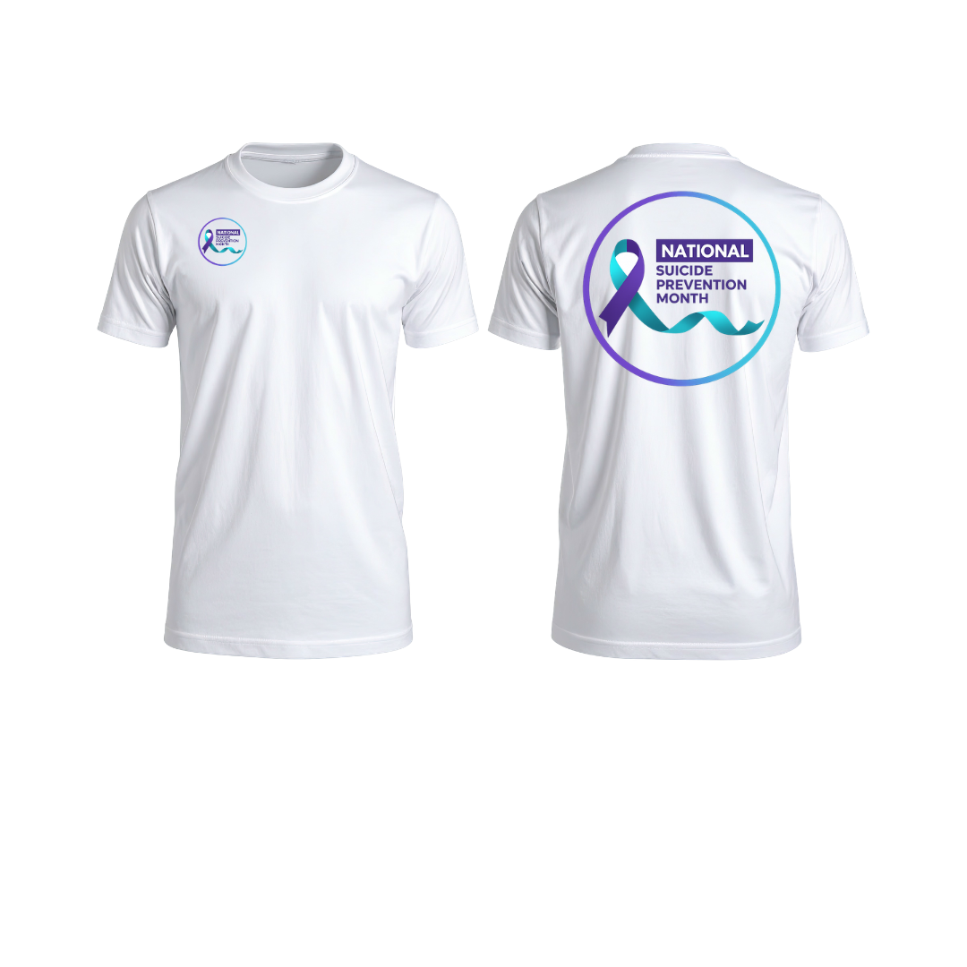 Image of a white t shirt showing an example of what the t-shirt file for printing would look like on a white t-shirt.