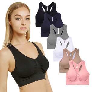 6 Pack Sofra Women's Sports Bras