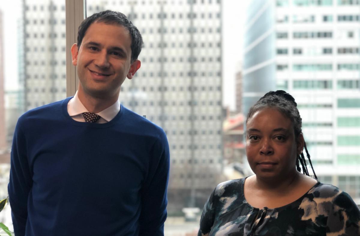 Staff attorney Ben Geffen and client Kim Burrell