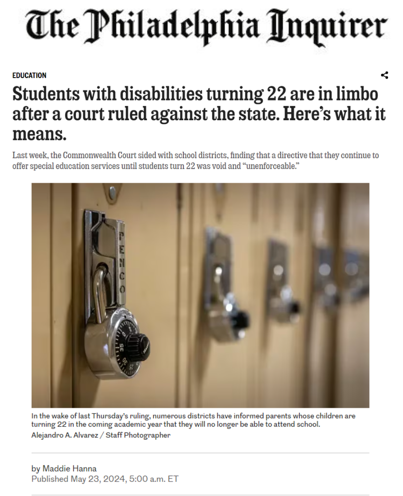 Screenshot of linked Inquirer article 