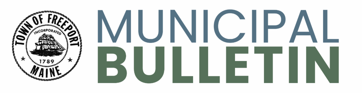 town of freeport town seal and municipal bulletin in block letters