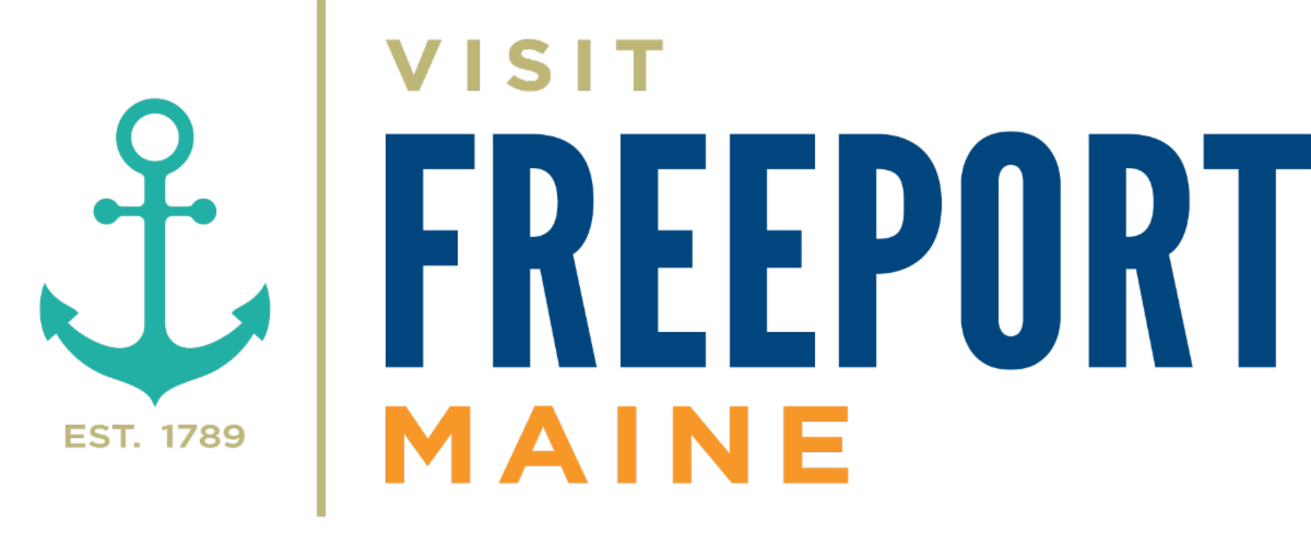 visit freeport maine logo with anchor
