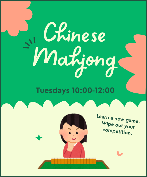 cartoon of someone playing chinese mahjong 