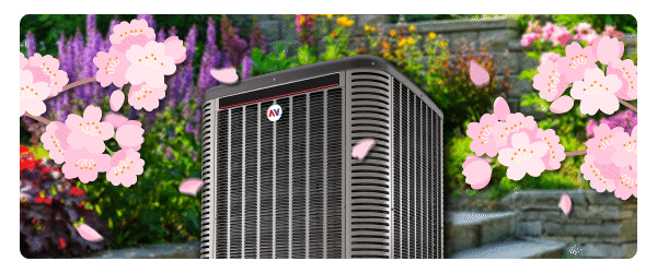 an AC unit with flowers