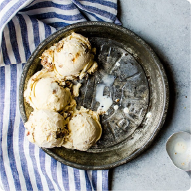 ice cream in a round dish 